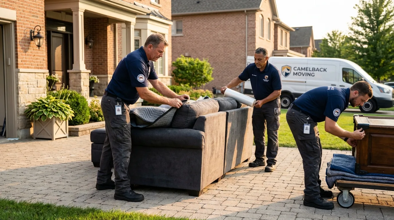 Large estate moving crew wrapping furniture in Curwensville, PA