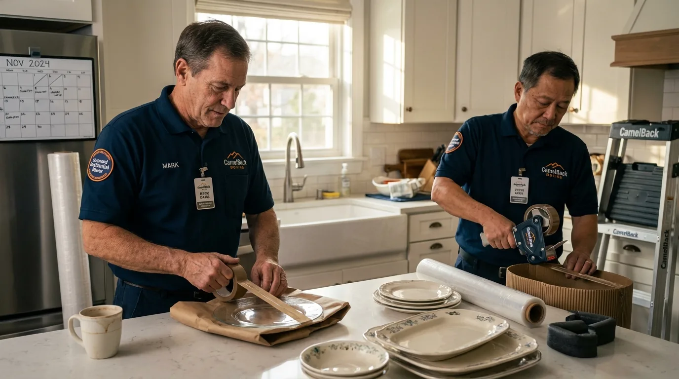 Professional crew packing kitchen dishware in Curwensville, PA
