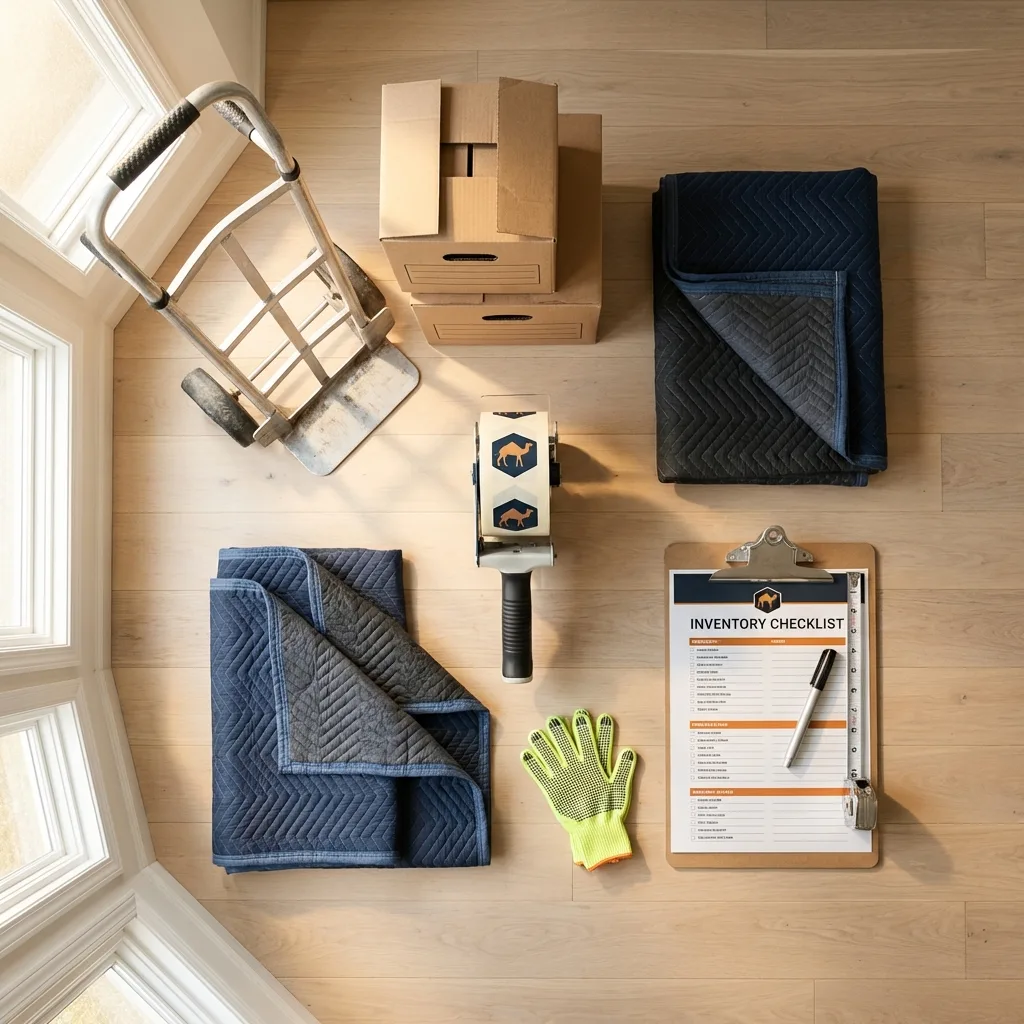 Professional moving supplies and packing materials layout for Curwensville residential relocations
